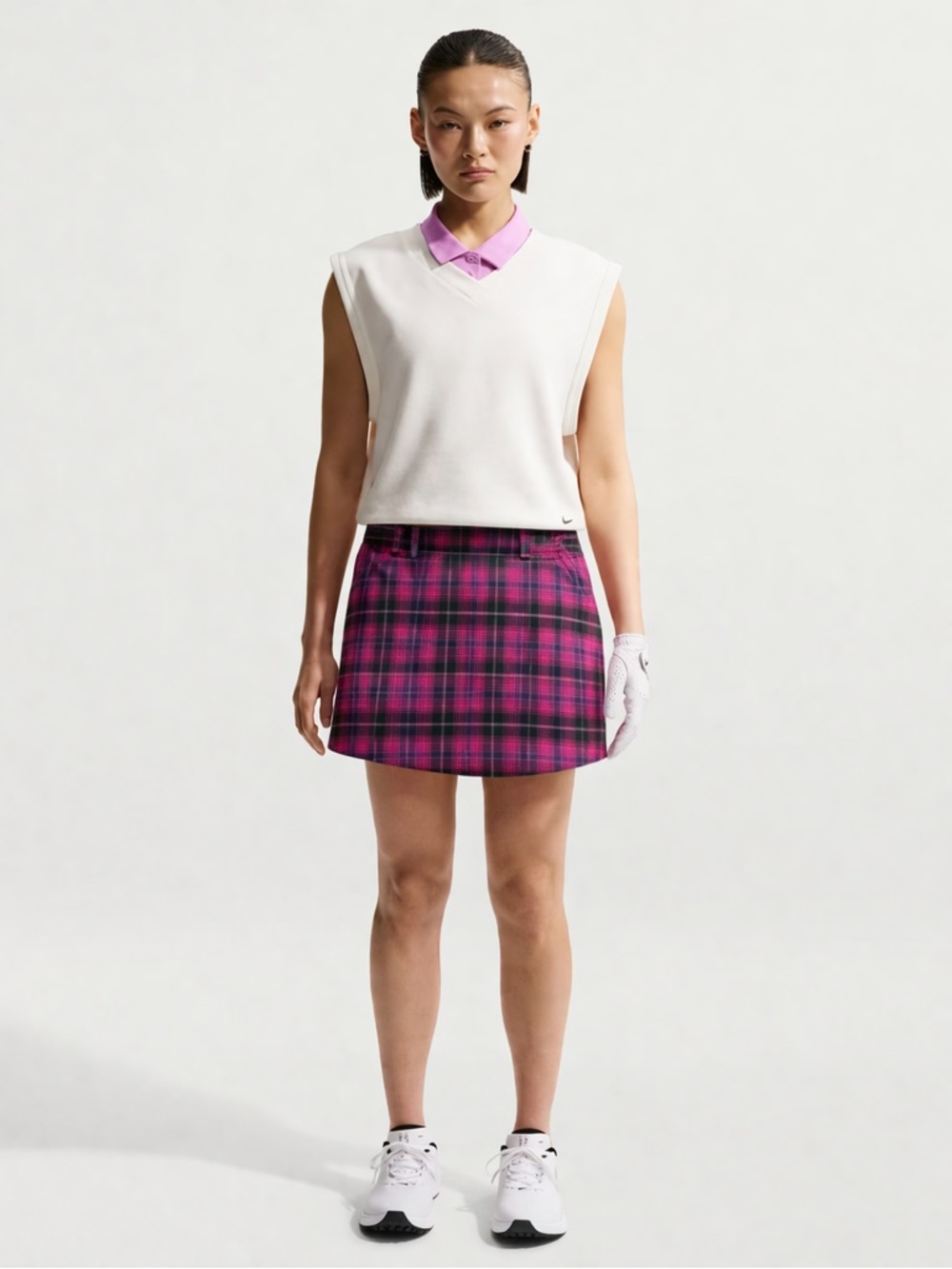 Nike Golf Skort Women's M Red Plaid Belt Loops Pockets Active Skirt
